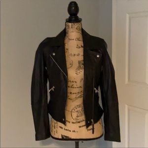 Zara Vegan Leather Black Biker Motorcycle Jacket S